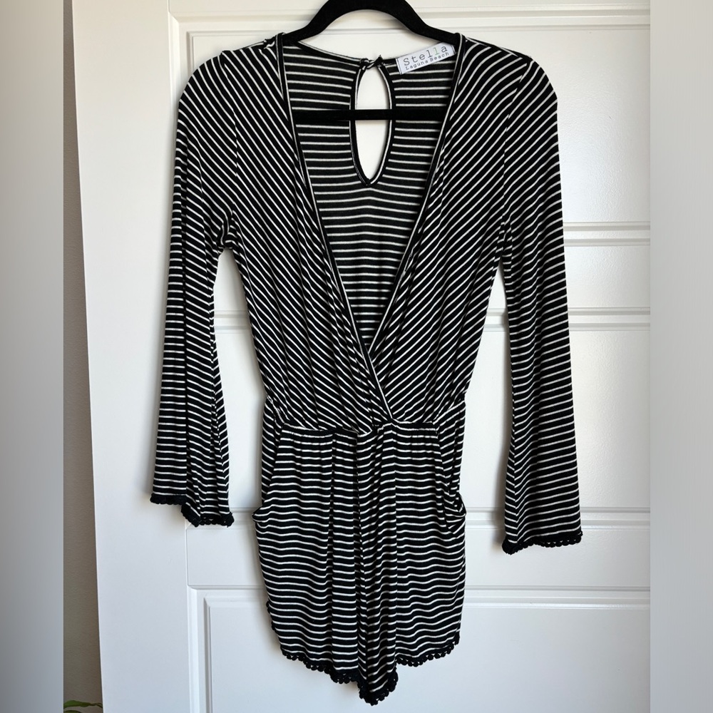 black & white striped romper